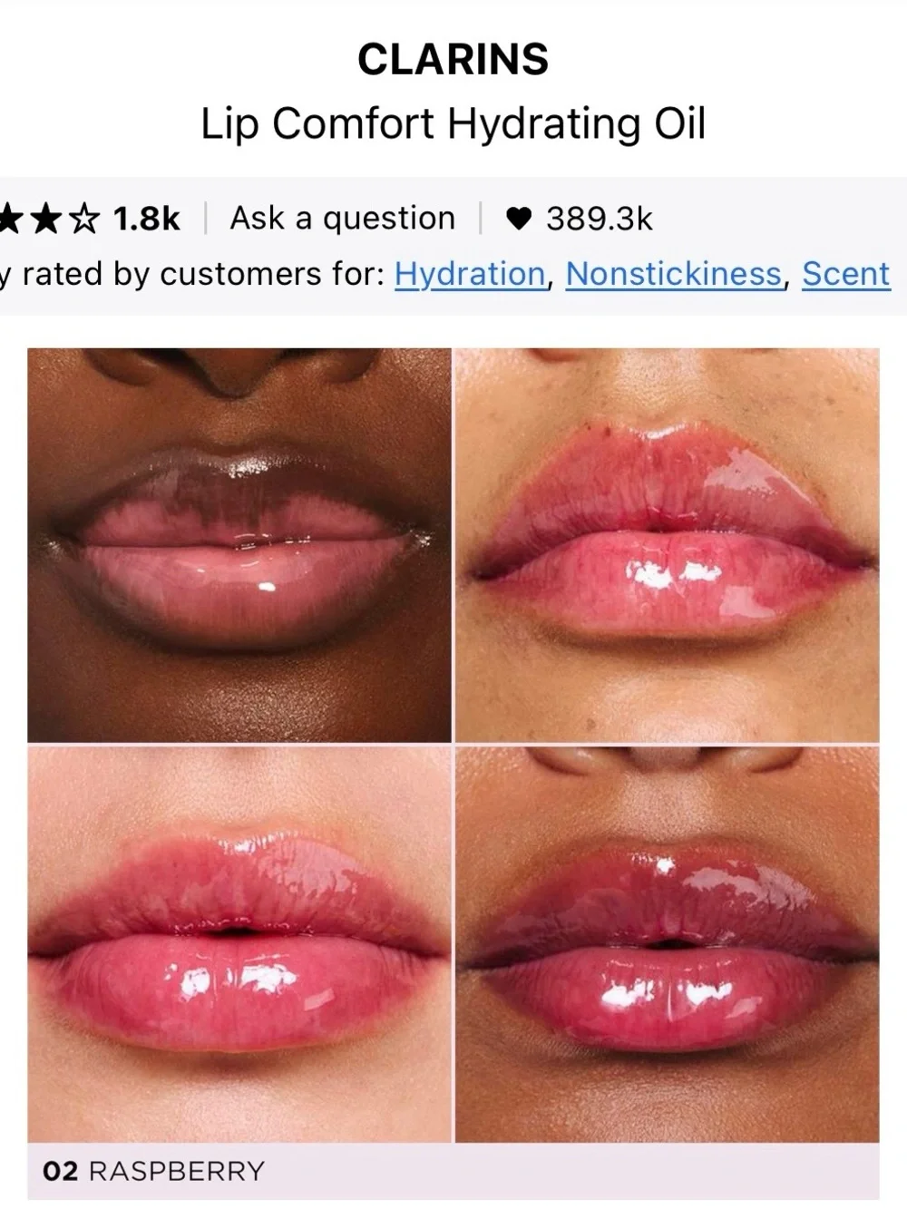 Raspberry CLARINS Lip Comfort Hydrating Oil